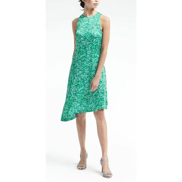 Banana Republic Dresses & Skirts - Banana Republic Floral Asymmetrical Sleeveless Dress Womens 10 Green Blue Satin